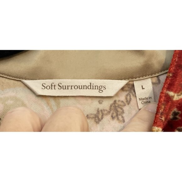 Soft Surroundings Large Button Up Top Blouse Montaigne Paisley Burnout Velvet - Picture 6 of 8